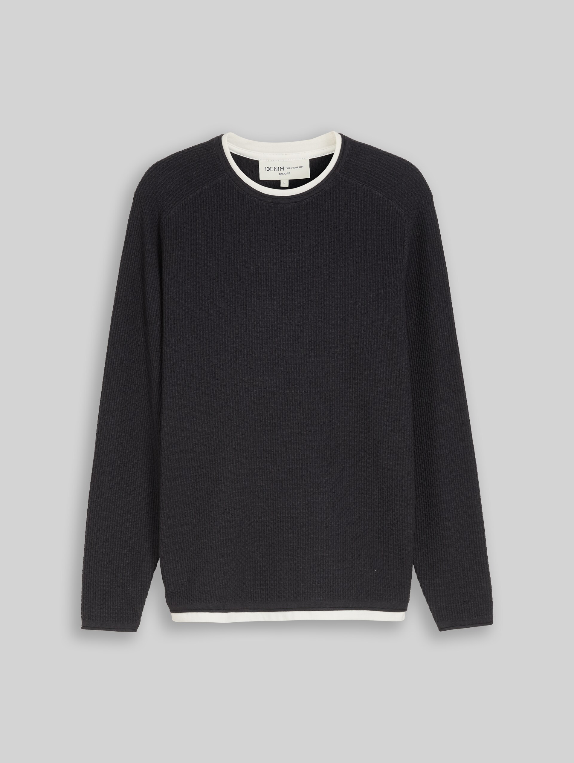 Strickpullover im 2-in-1-Look - coal grey