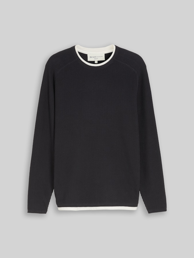 Strickpullover im 2-in-1-Look von Denim Male, coal grey
