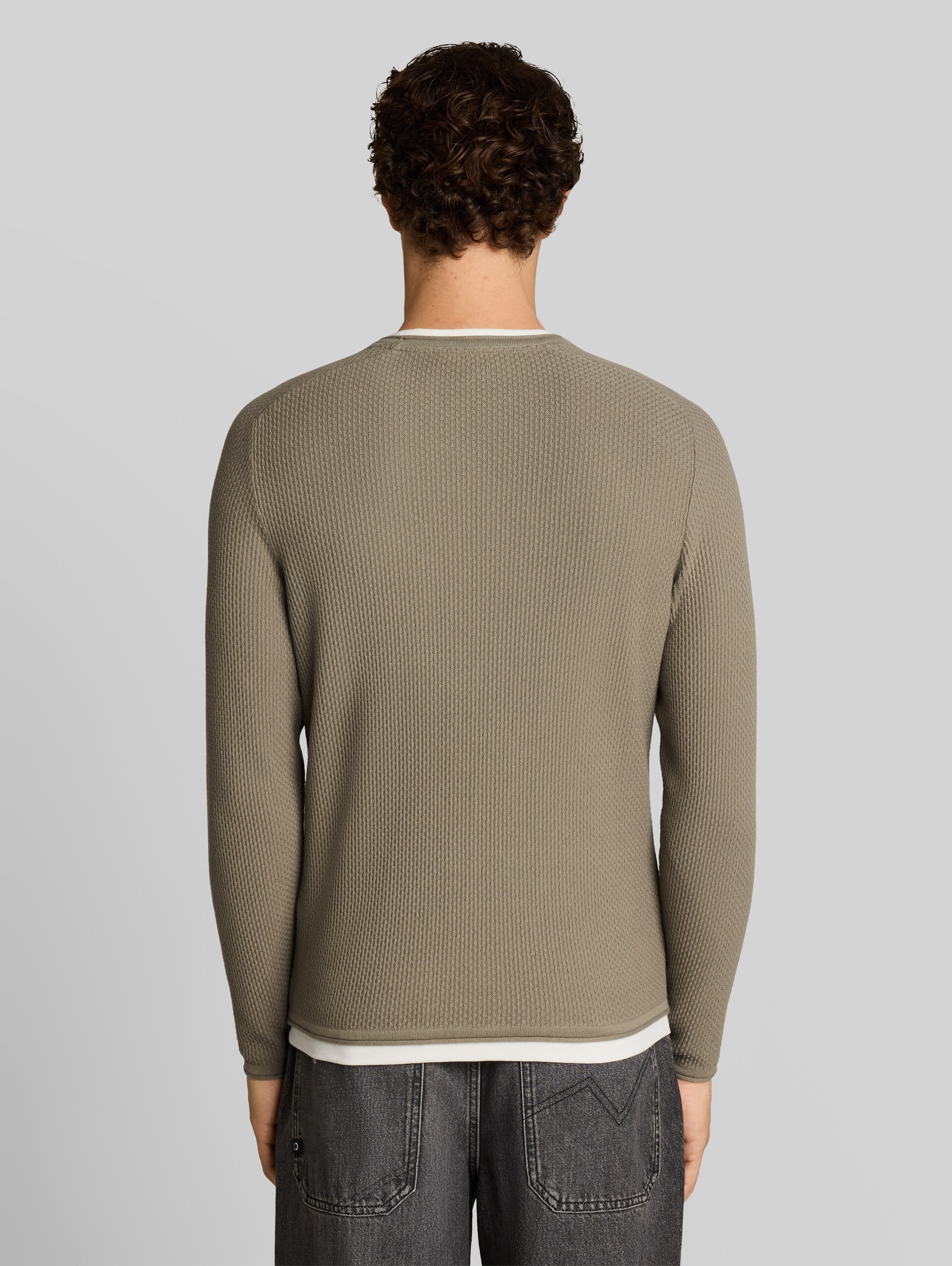 Strickpullover im 2-in-1-Look - dark sage green