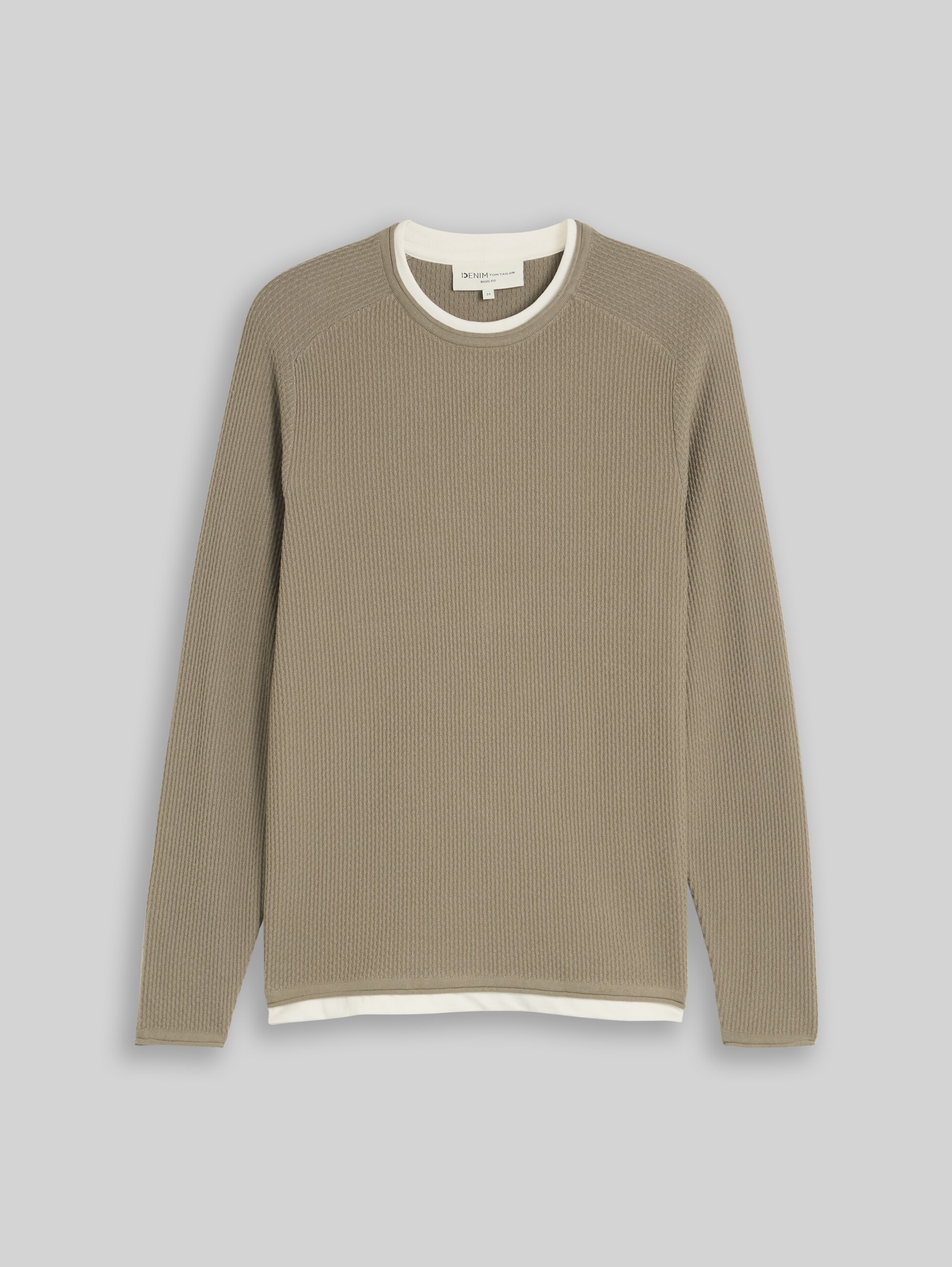 Strickpullover im 2-in-1-Look - dark sage green