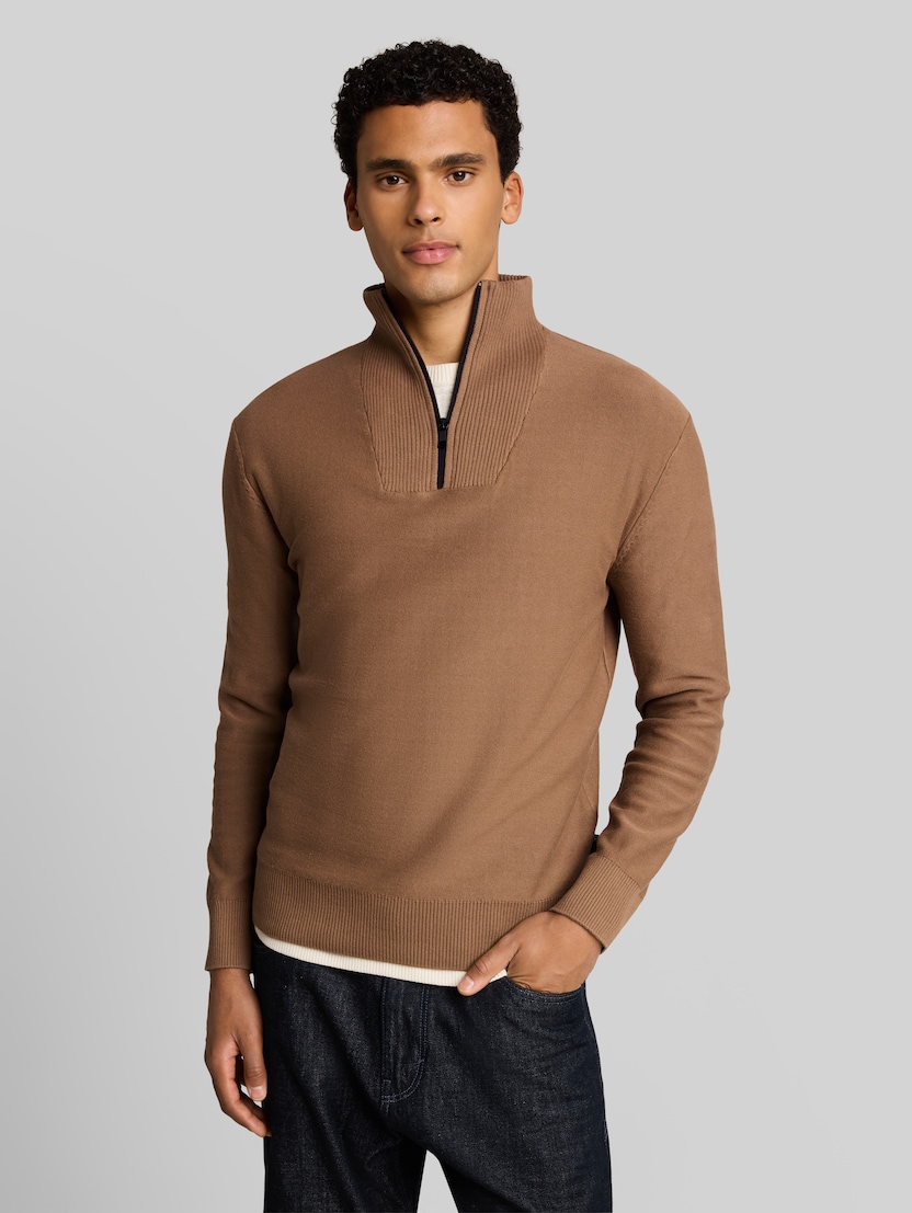 Troyer-trui van katoen door Denim Male, malt brown