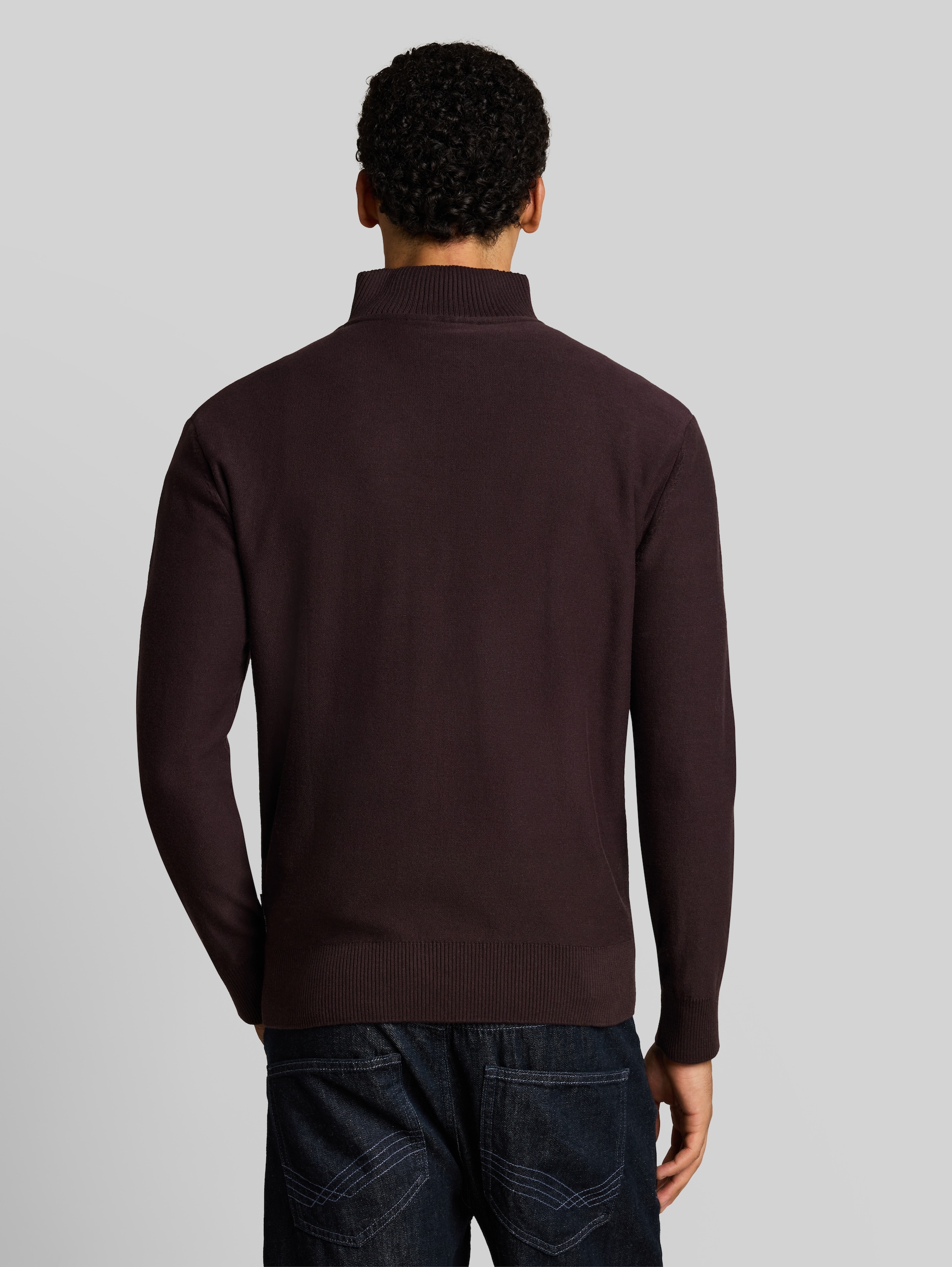 Troyer Strickpullover aus Baumwolle - dark plum