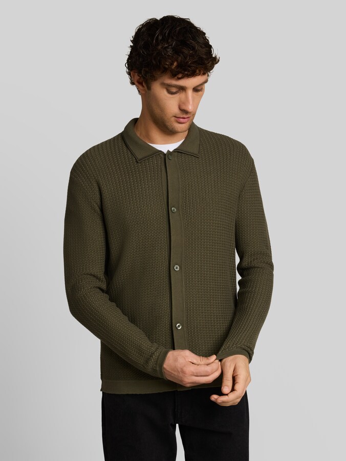 Relaxed Fit Strickjacke von Denim Male, urban olive green