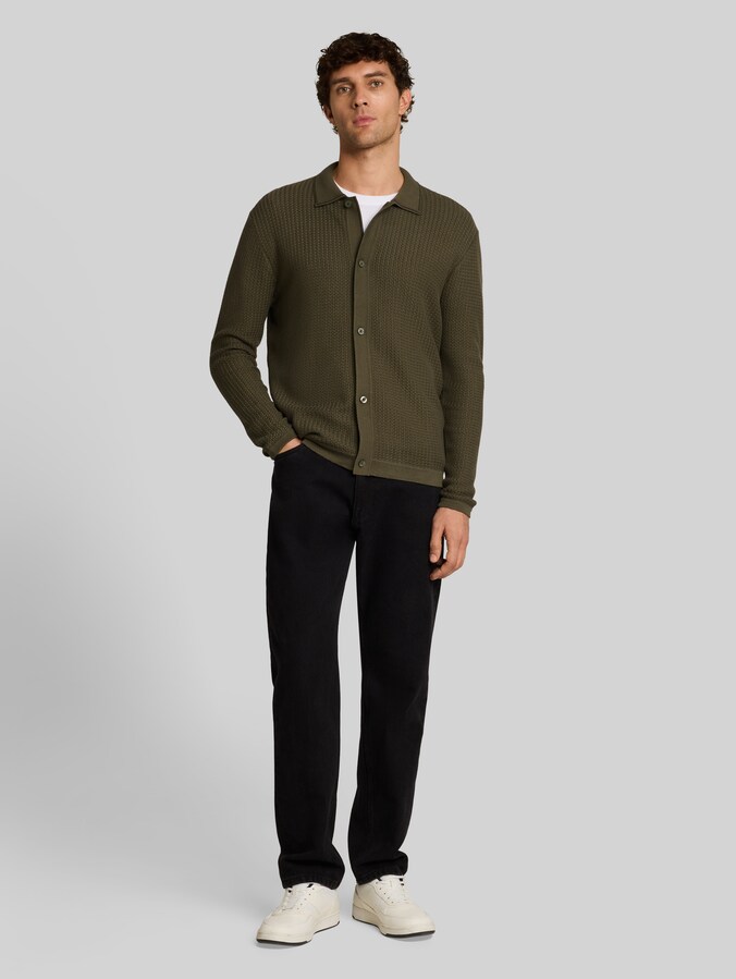 Relaxed Fit Strickjacke von Denim Male, urban olive green