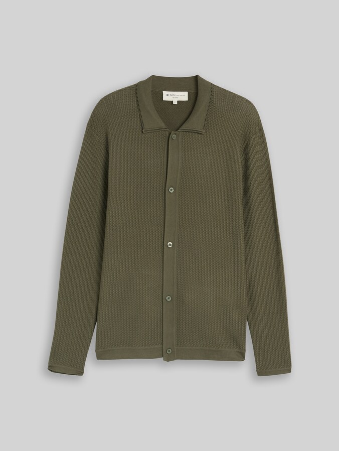 Relaxed Fit Strickjacke von Denim Male, urban olive green