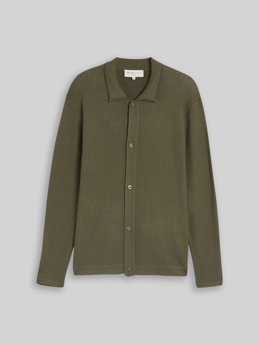 Gebreid vest met relaxte pasvorm door Denim Male, urban olive green