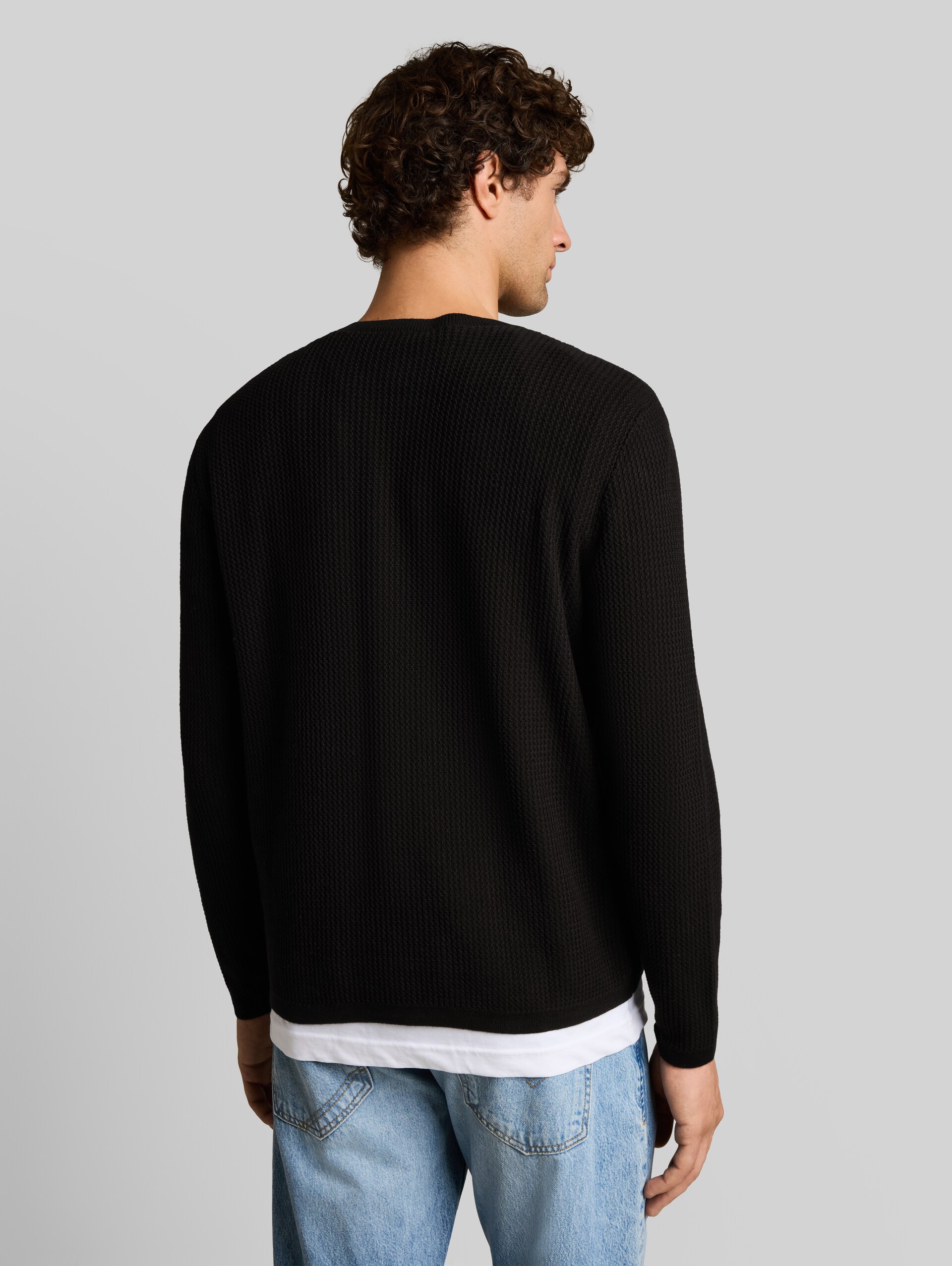 Pull en maille de coton à la coupe ample - Black