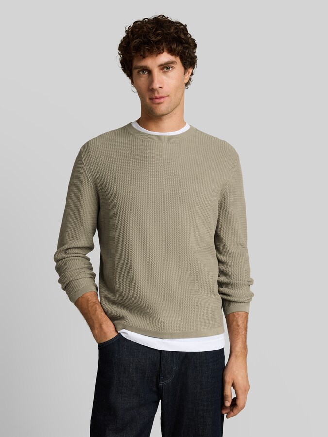 Pull en maille de coton à la coupe ample par Denim Male, dark sage green
