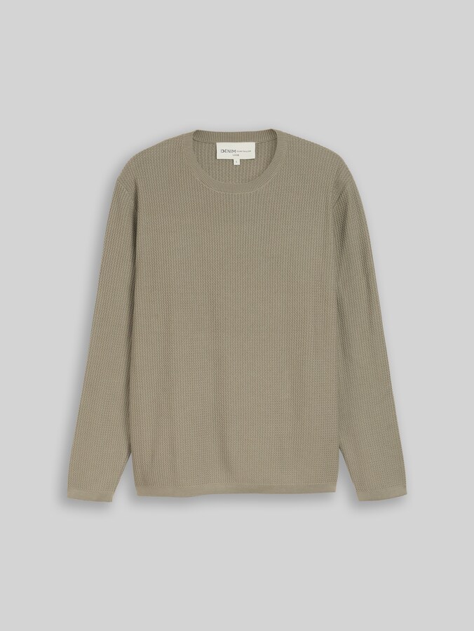 Pull en maille de coton à la coupe ample par Denim Male, dark sage green