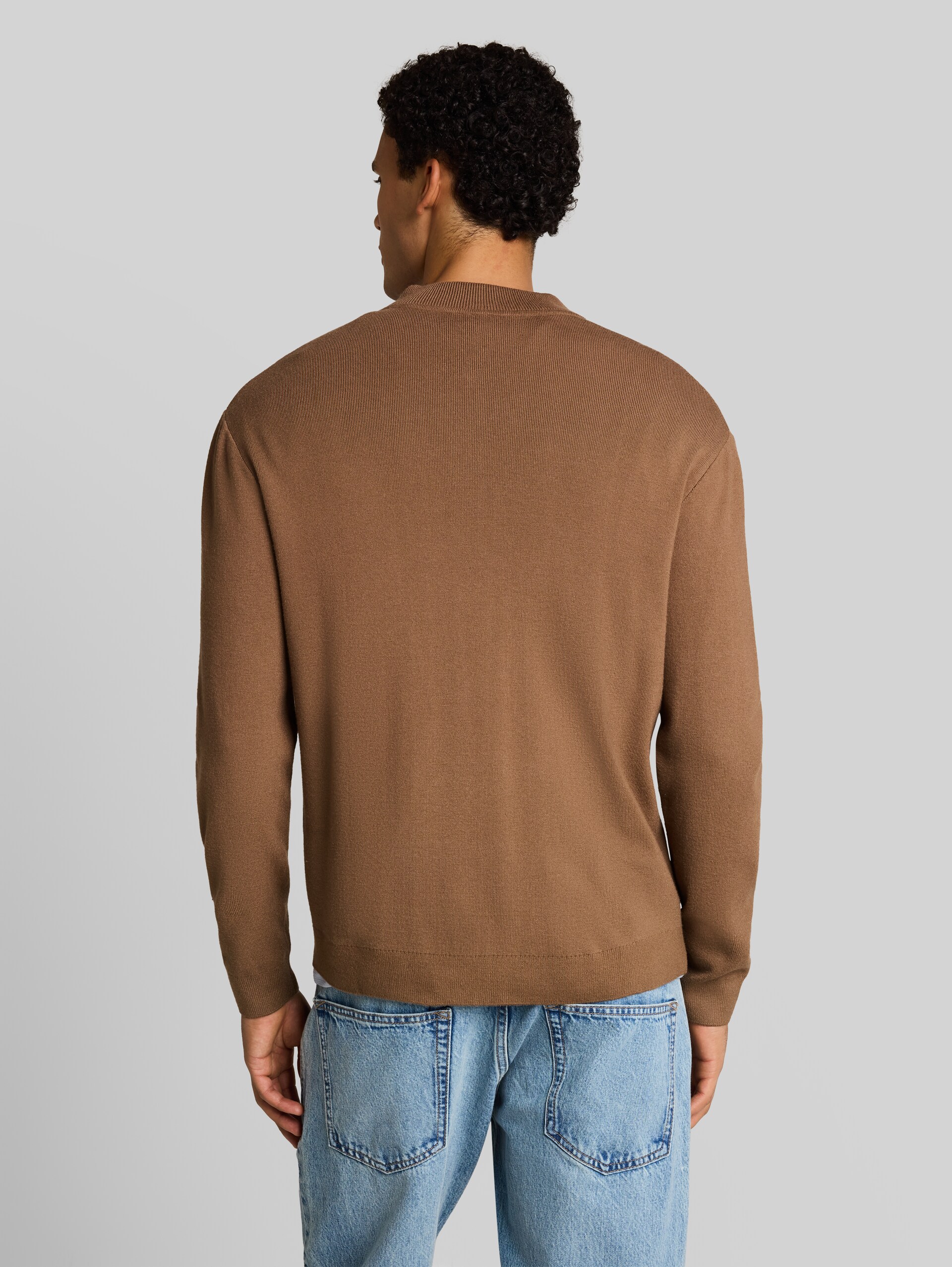 Gebreid vest met relaxte pasvorm en bomberkraag - malt brown