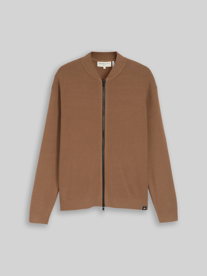 Relaxed Fit Strickjacke mit Bomberkragen von Denim Male, malt brown