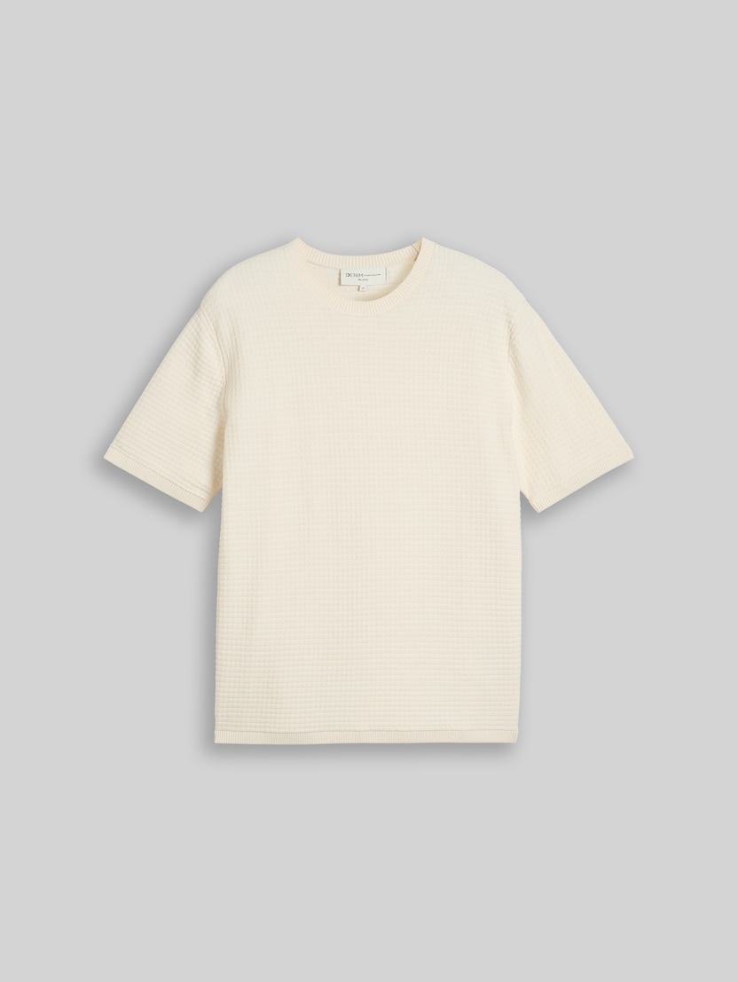 Gebreide trui van katoen met relaxte pasvorm door Denim Male, Gardenia White
