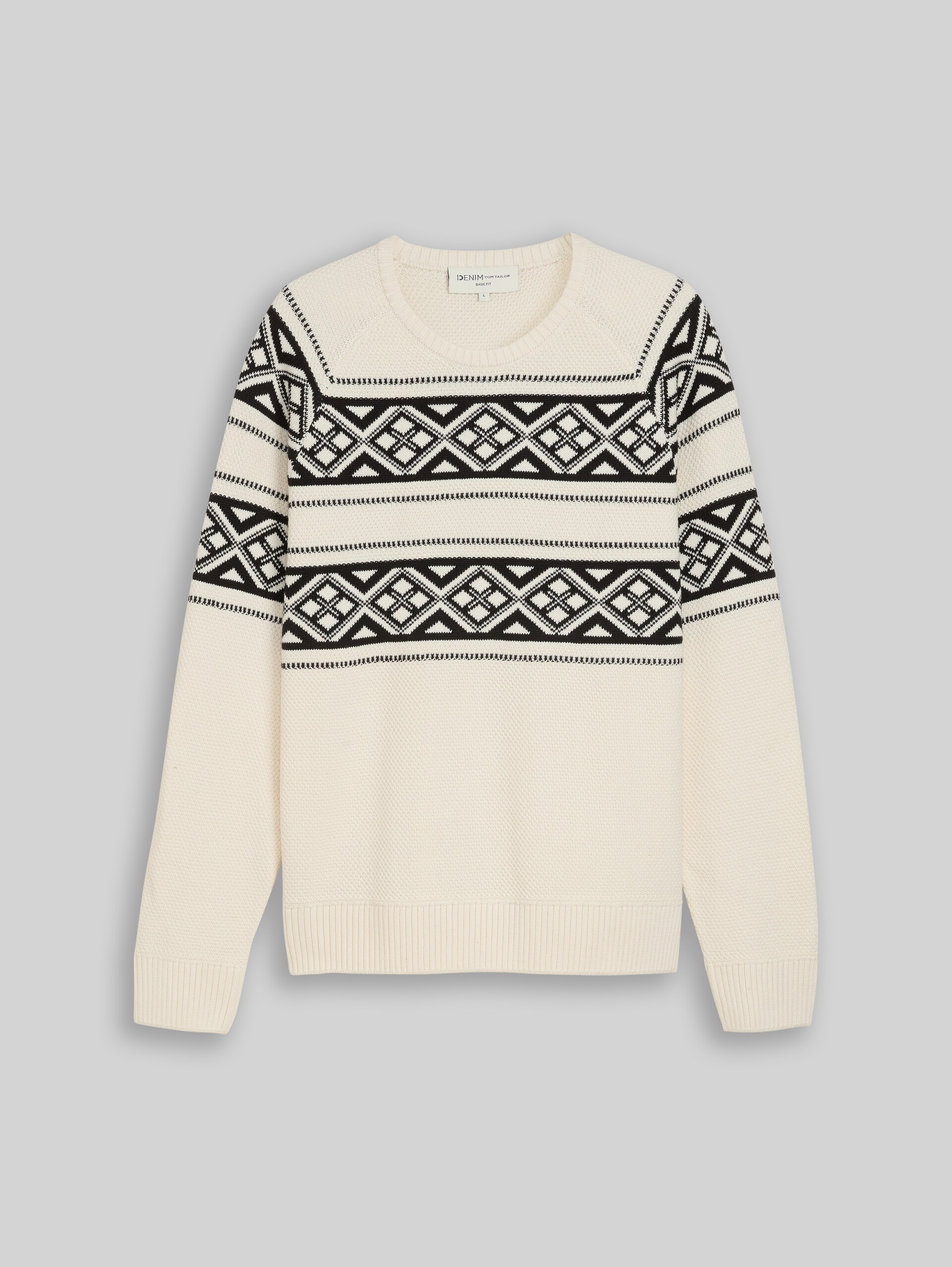 Norweger Strickpullover - white black fair isle