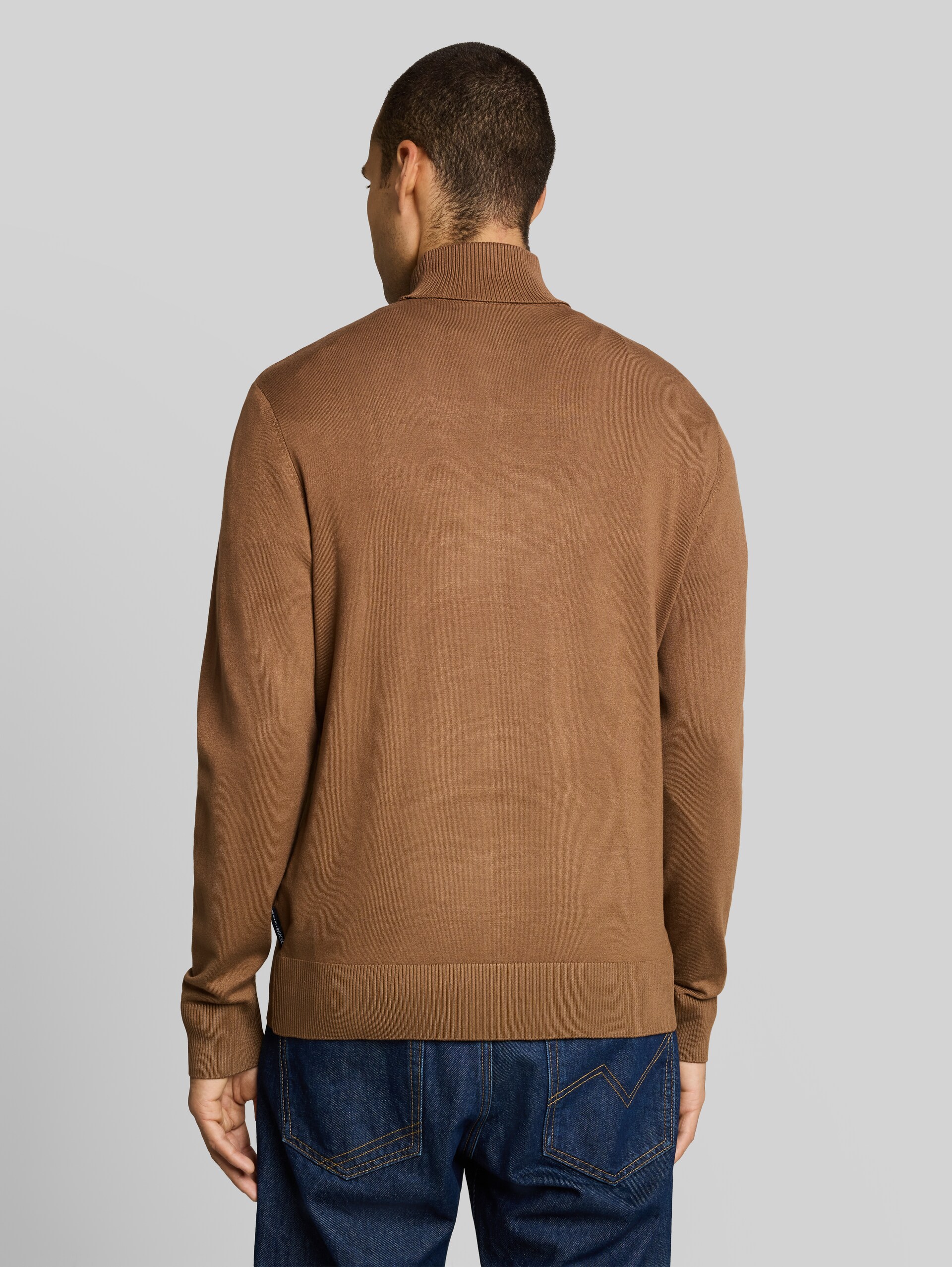 Basic Rollkragenpullover - malt brown