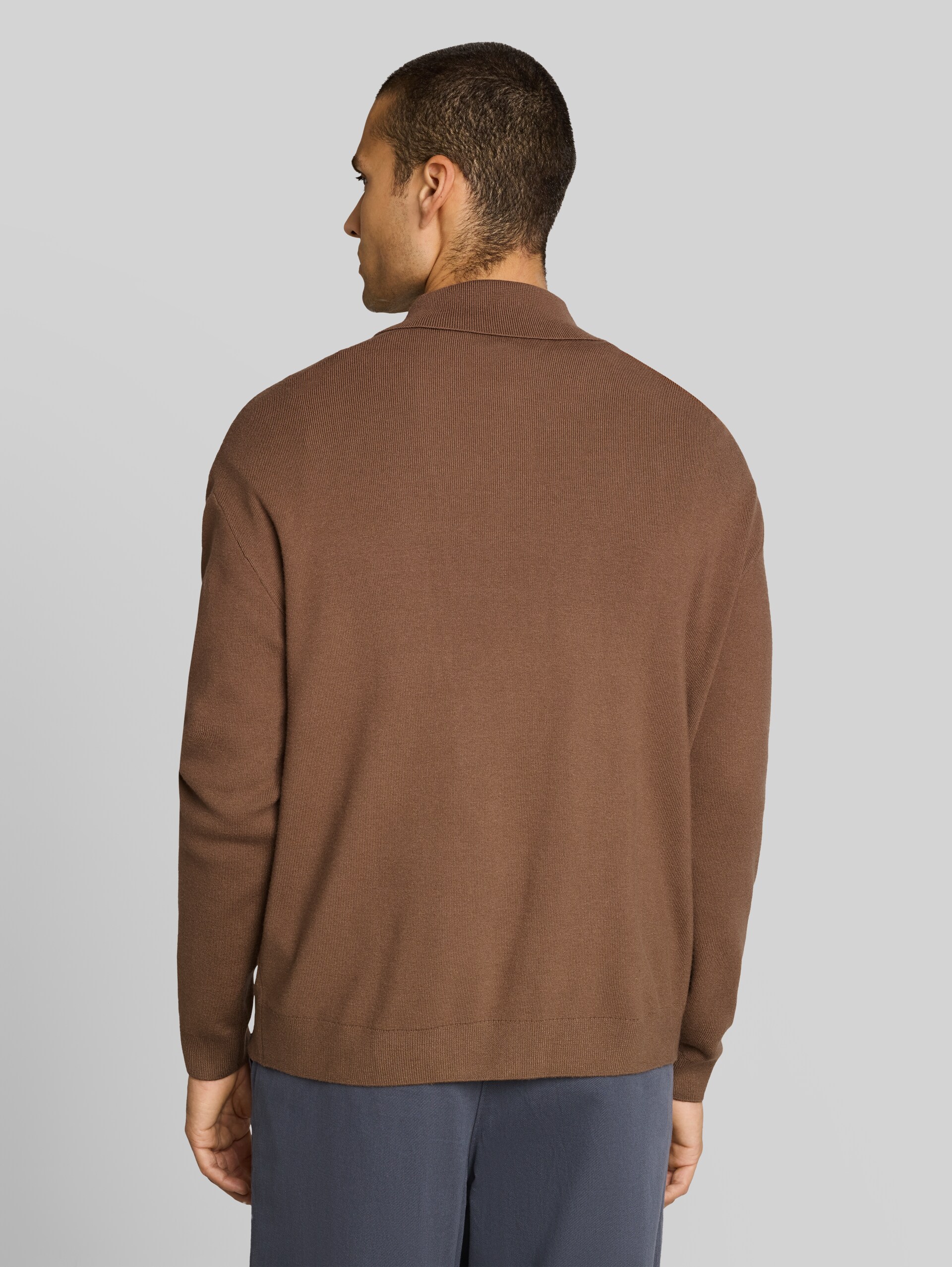 Cardigan coupe décontractée avec fermeture éclair - malt brown