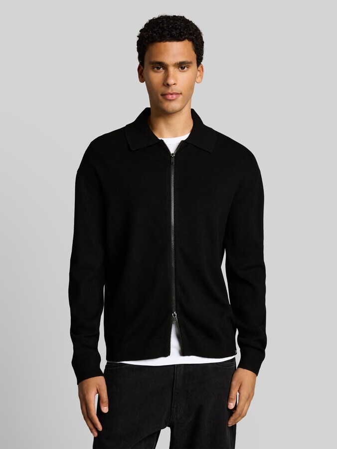 Relaxed fit vest met rits door Denim Male, Black