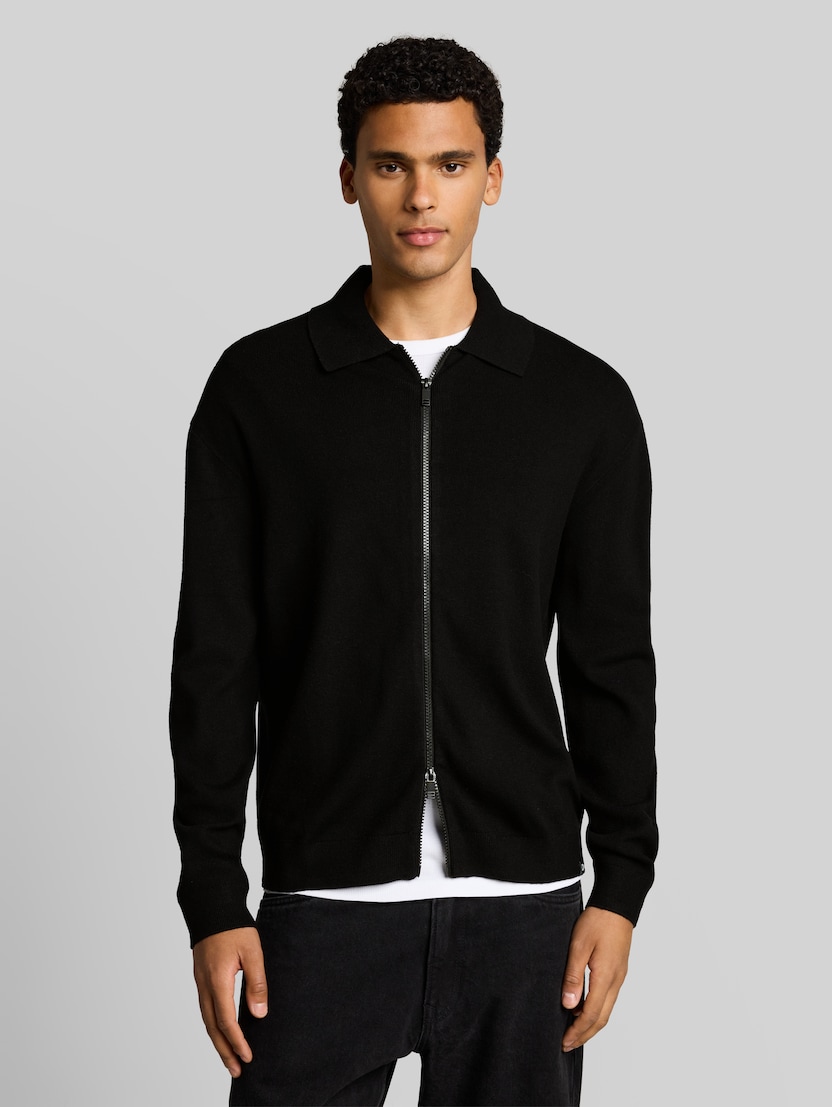 Relaxed fit vest met rits door Denim Male, Black