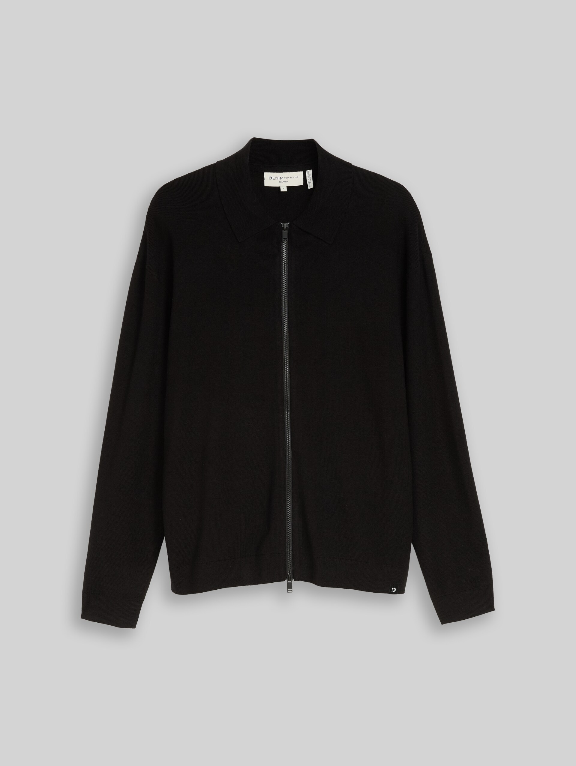 Cardigan coupe décontractée avec fermeture éclair - Black