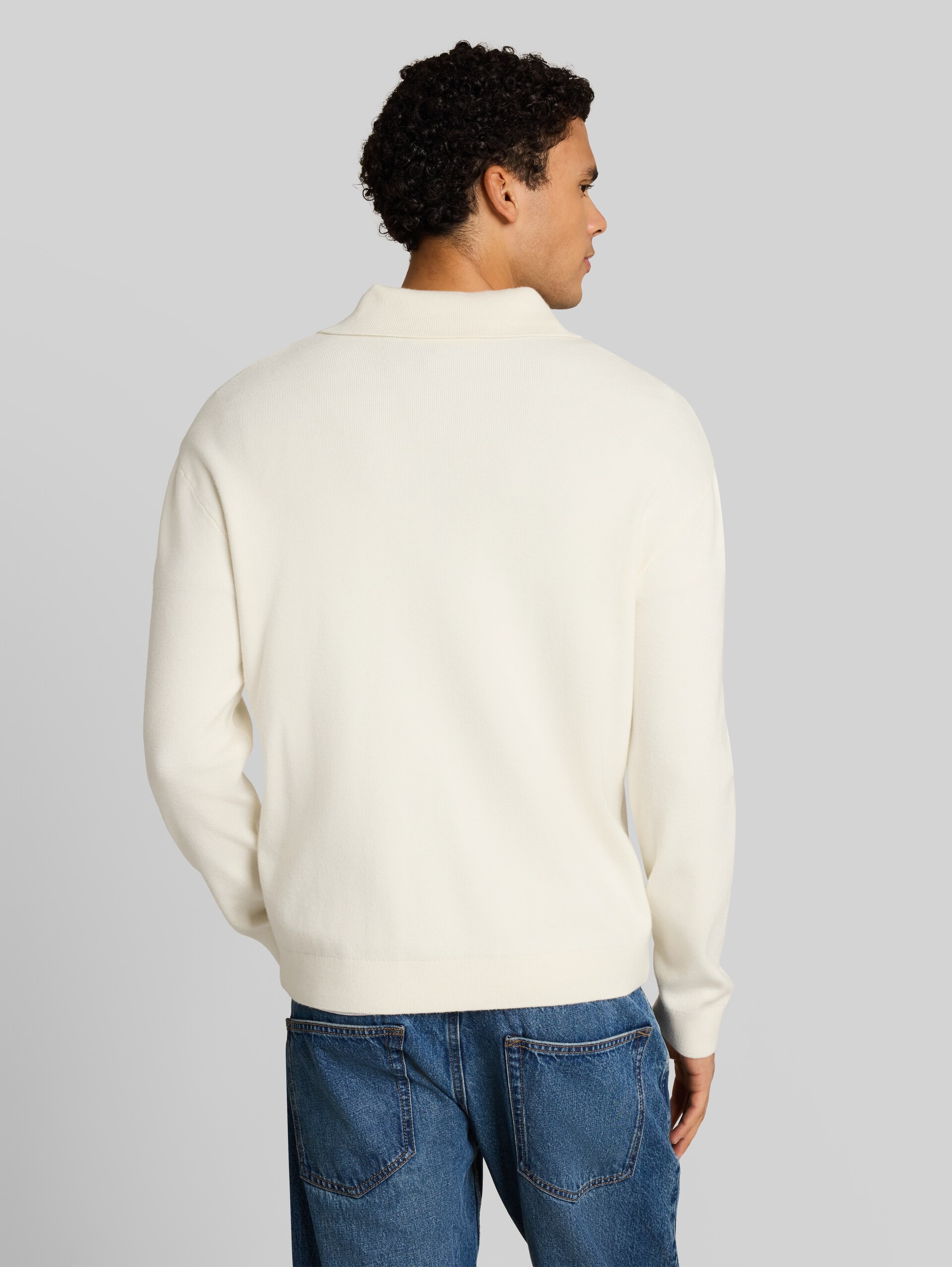 Relaxed fit gebreide trui met polokraag - Gardenia White