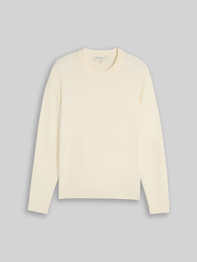 Basic Strickpullover mit Rundhalsausschnitt von Denim Male, Gardenia White