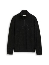 Ausgewählt, Loose Fit Troyer Strickpullover mit Wollanteil von Tom Tailor, schwarz
