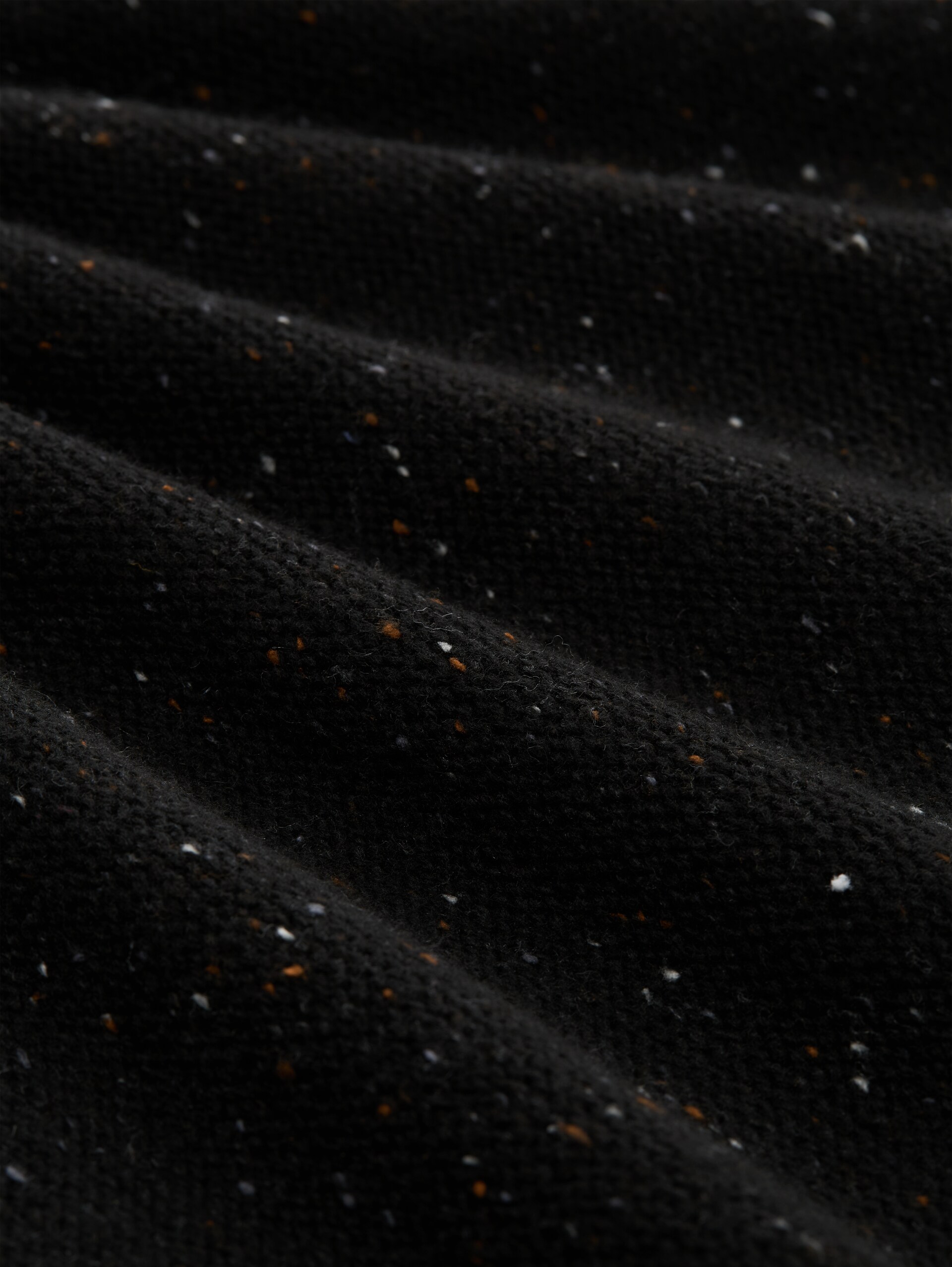 Loose Fit Troyer Strickpullover mit Wollanteil - black nep melange - Material-Ansicht