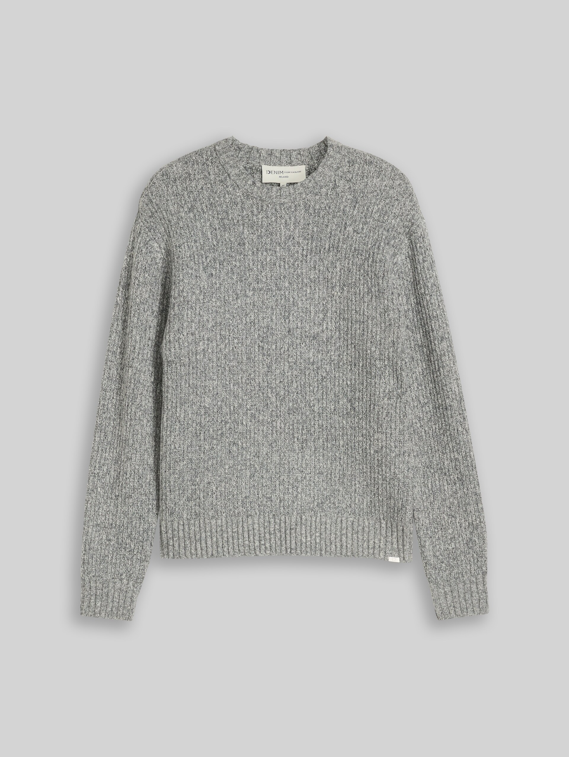 Pull en maille coupe décontractée à effet chiné - grey black structure