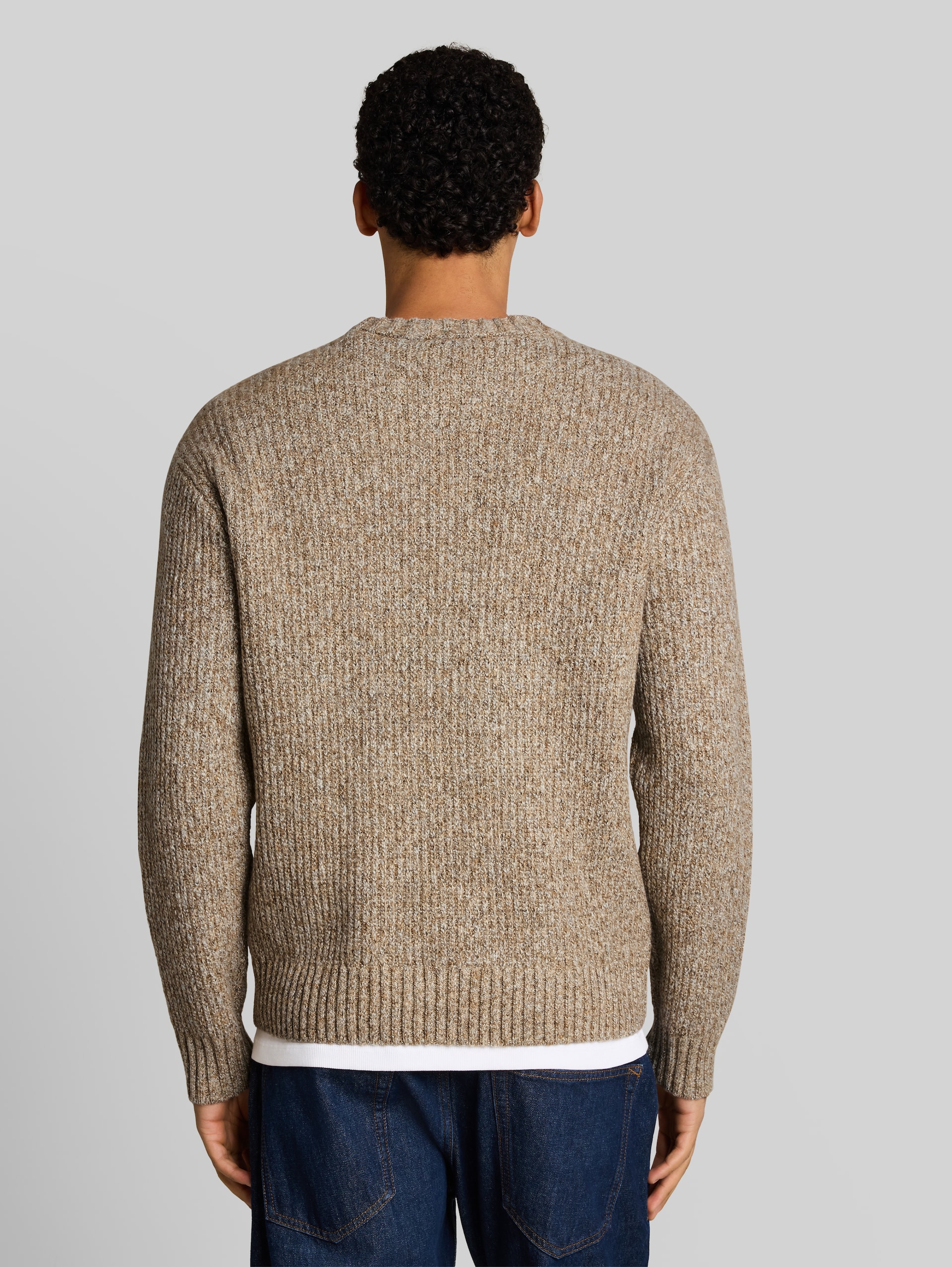 Pull en maille coupe décontractée à effet chiné - white brown knitted structure