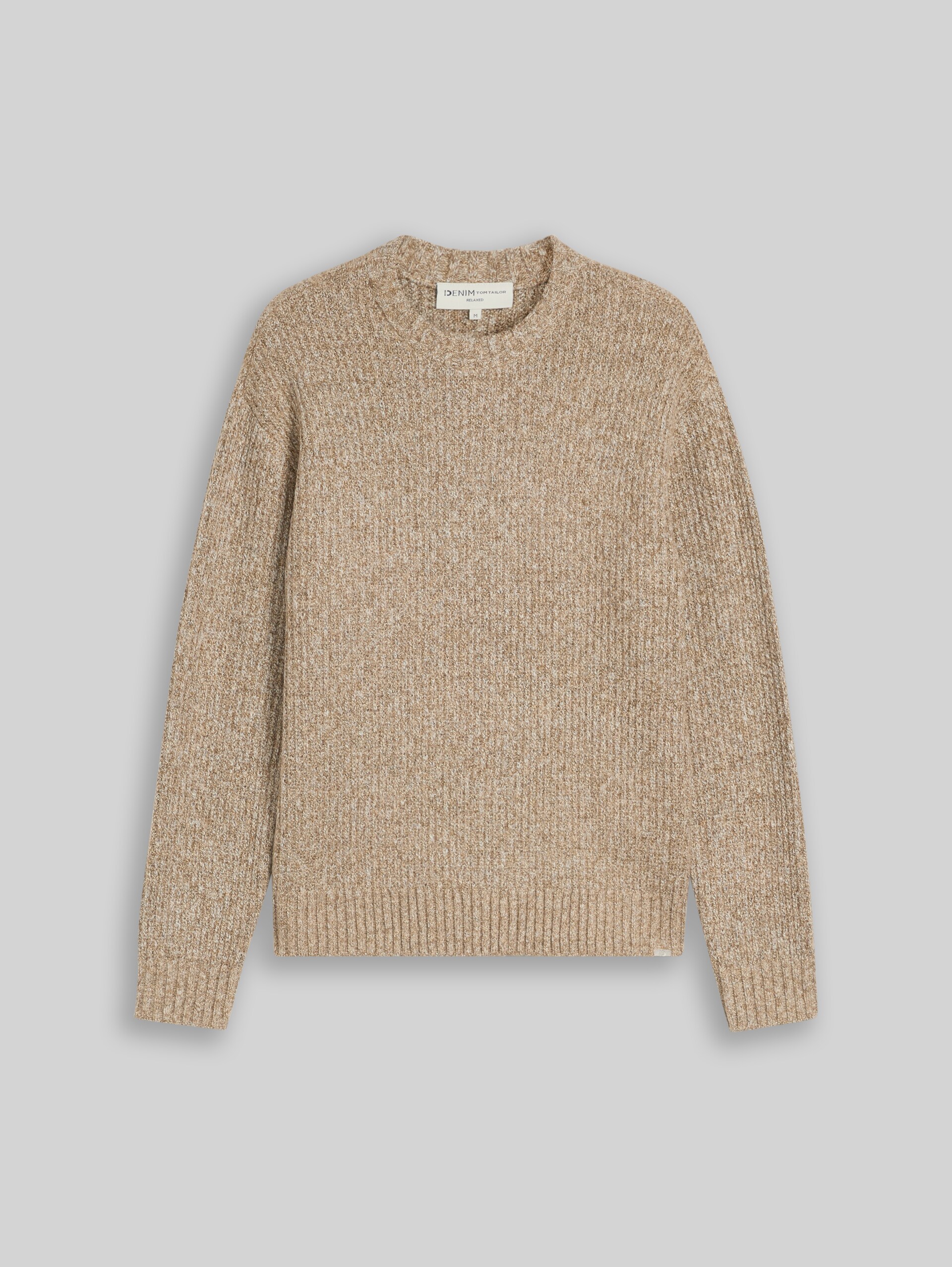 Pull en maille coupe décontractée à effet chiné - white brown knitted structure