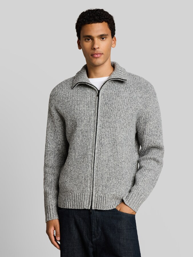 Relaxed-fit cardigan with zip by Denim Male, grey black structure