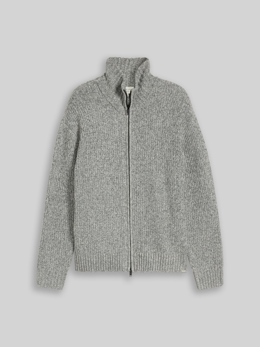 Cardigan coupe décontractée avec fermeture éclair par Denim Male, grey black structure
