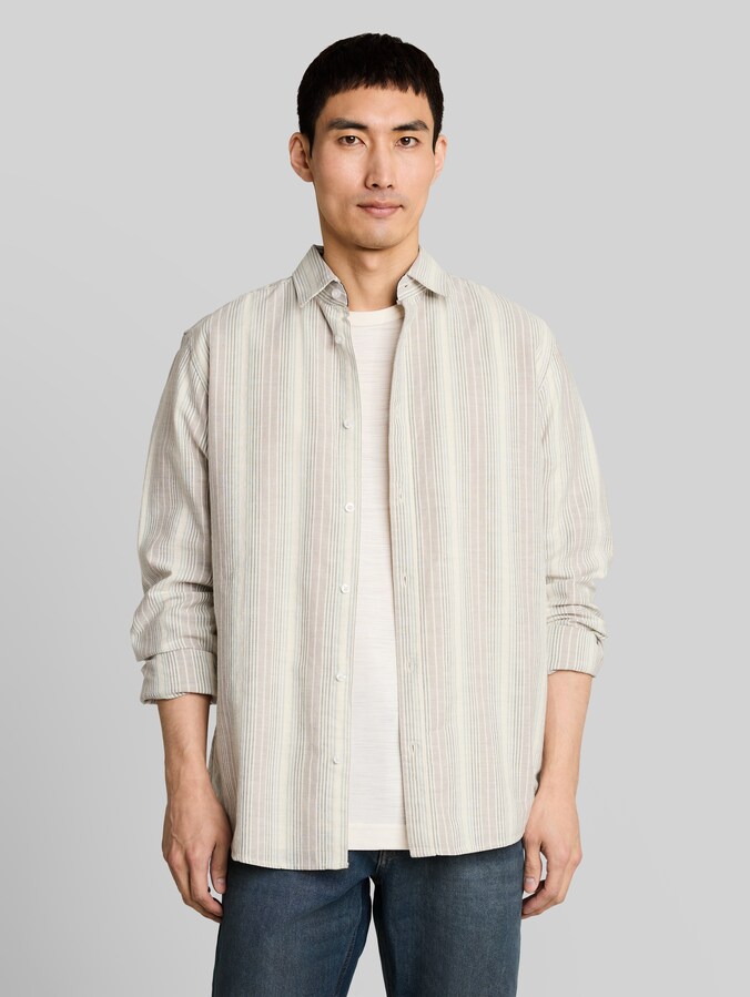 Regular Fit Hemd mit Streifenmuster von Men, off white multicolor stripe