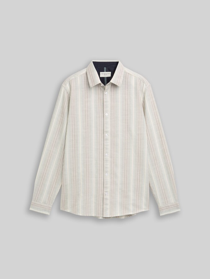 Regular fit overhemd met streeppatroon door Men, off white multicolor stripe