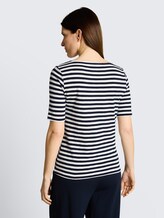 T-shirt met streepjespatroon - navy offwhite stripe - Neklijn model-achteraanzicht