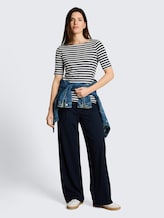 T-shirt met streepjespatroon - navy offwhite stripe - Model vooraanzicht