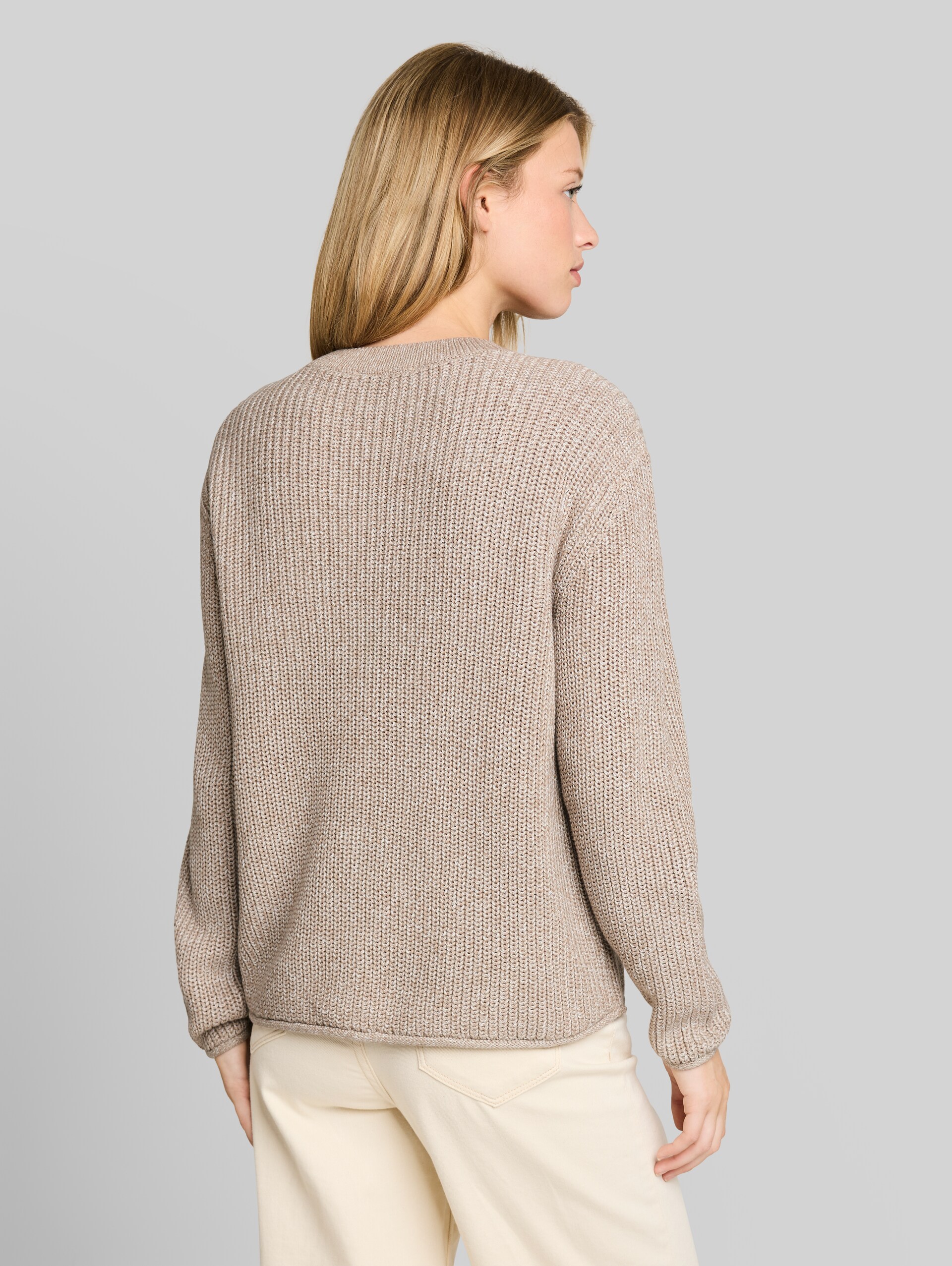 Relaxed Fit Strickpullover - beige white mouline