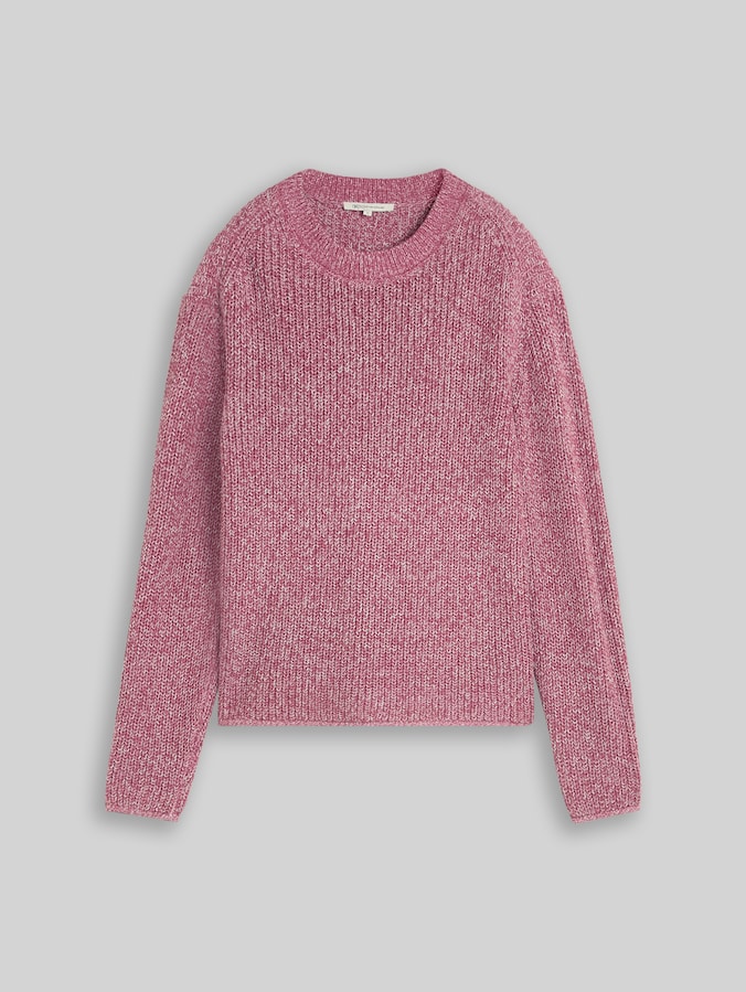 Relaxed Fit Strickpullover von Denim Female, dusty berry mouline