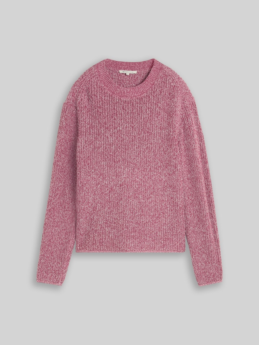 Relaxed Fit Strickpullover von Denim Female, dusty berry mouline