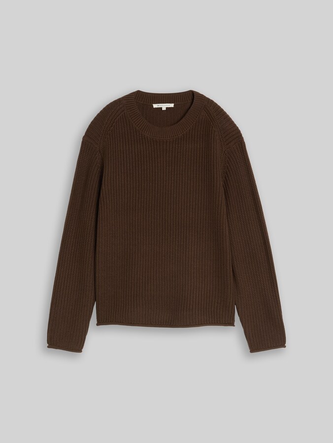 Relaxed Fit Strickpullover von Denim Female, new cool dark brown
