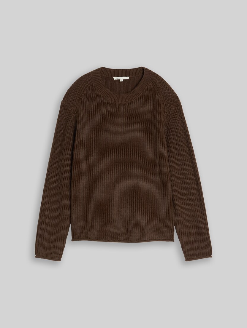 Relaxed Fit Strickpullover von Denim Female, new cool dark brown