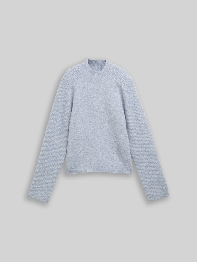 Pull en maille en laine mélangée par Denim Female, foggy sky blue melange