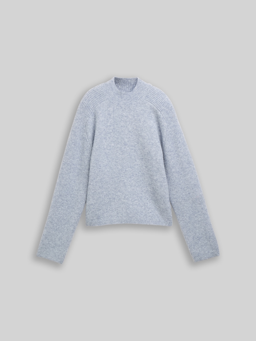 Knitted jumper with wool blend by Denim Female, foggy sky blue melange