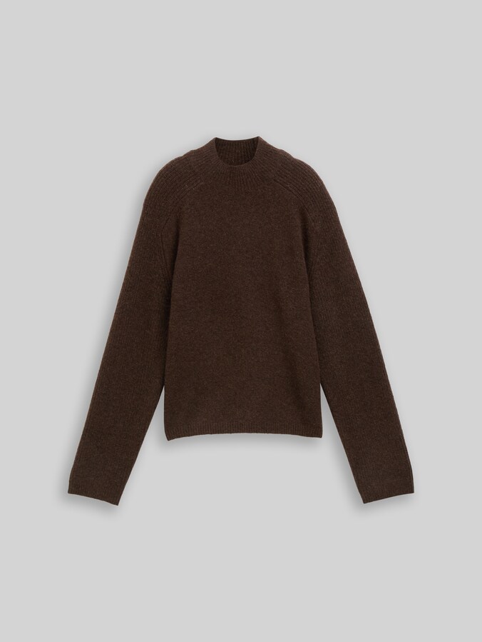 Gebreide trui met wol door Denim Female, cool dark brown melange