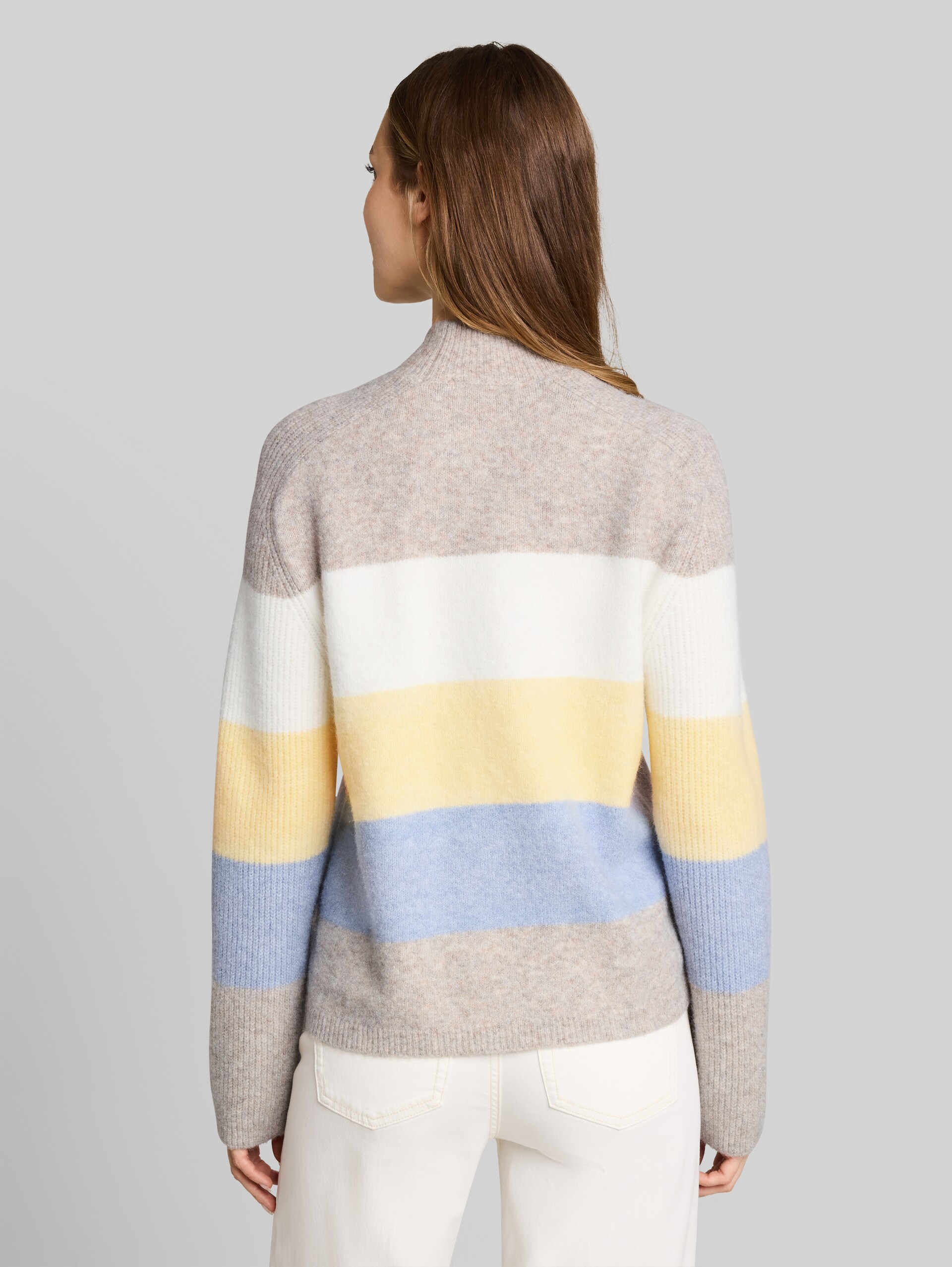 Pull en maille contenant de la laine - beige yellow colorblock stripe
