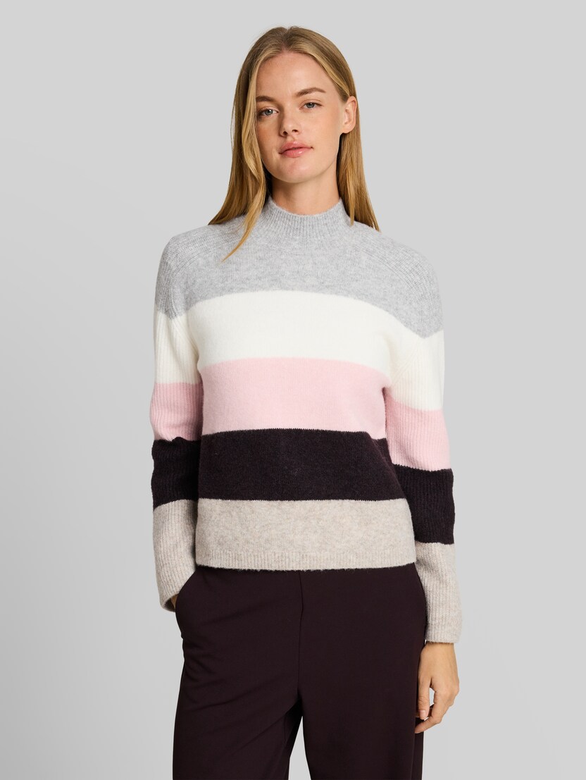 Gebreide trui met wol door Denim Female, grey pink colorblock stripe
