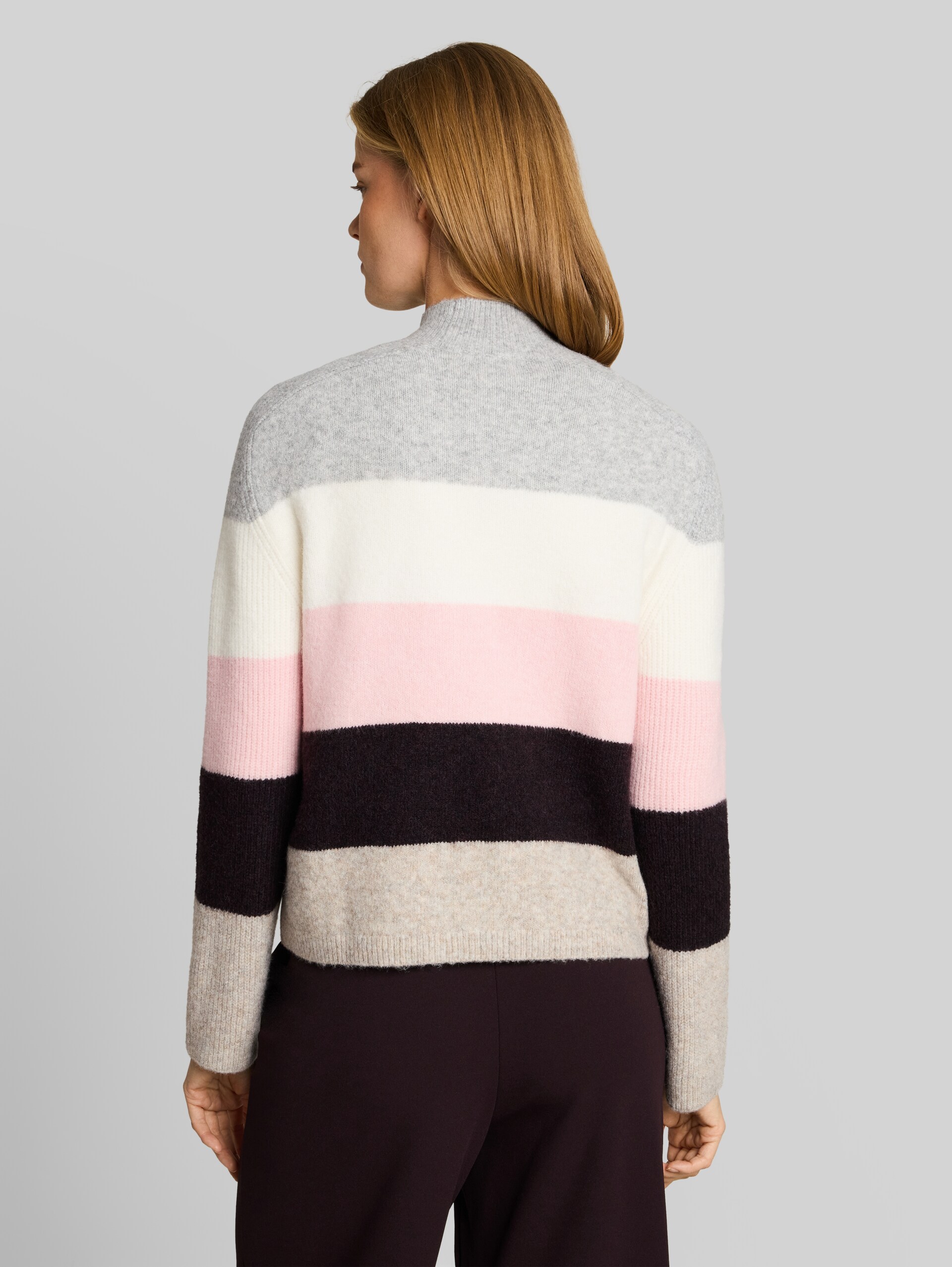Strickpullover mit Wollanteil - grey pink colorblock stripe
