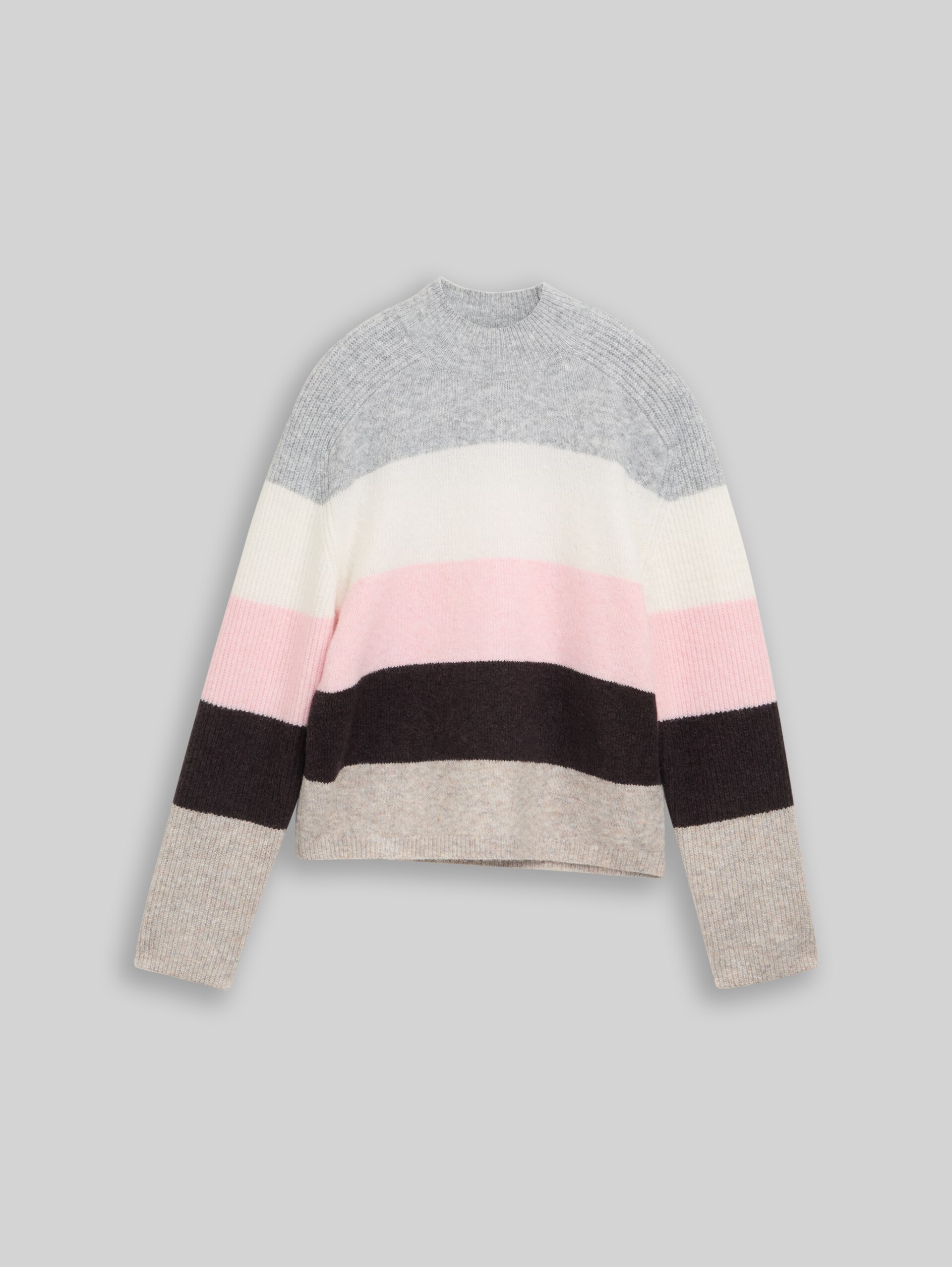 Strickpullover mit Wollanteil - grey pink colorblock stripe