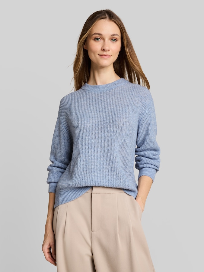 Lightweight Strickpullover mit Alpaka-Anteil von Denim Female, foggy sky blue melange