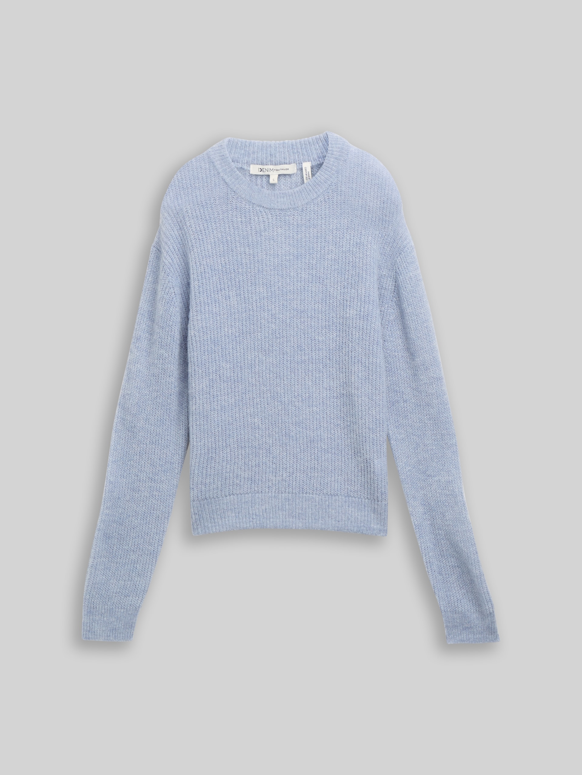 Lichtgewicht gebreide trui met alpaca-aandeel - foggy sky blue melange