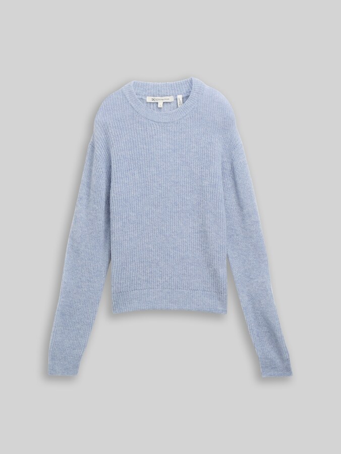 Lichtgewicht gebreide trui met alpaca-aandeel door Denim Female, foggy sky blue melange